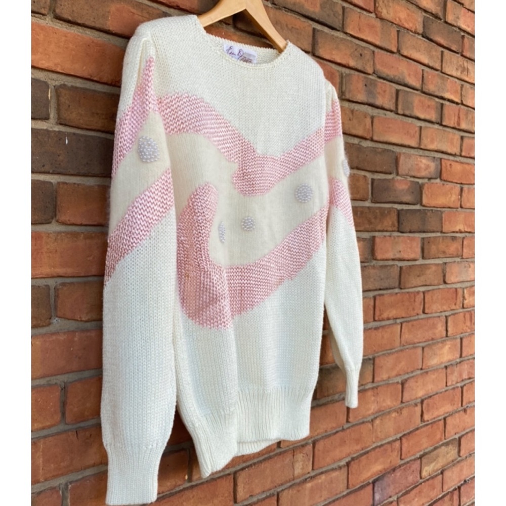 Eddie Dassin Beaded Los Angeles Retro Vintage Long Sleeve Sweater Sz M